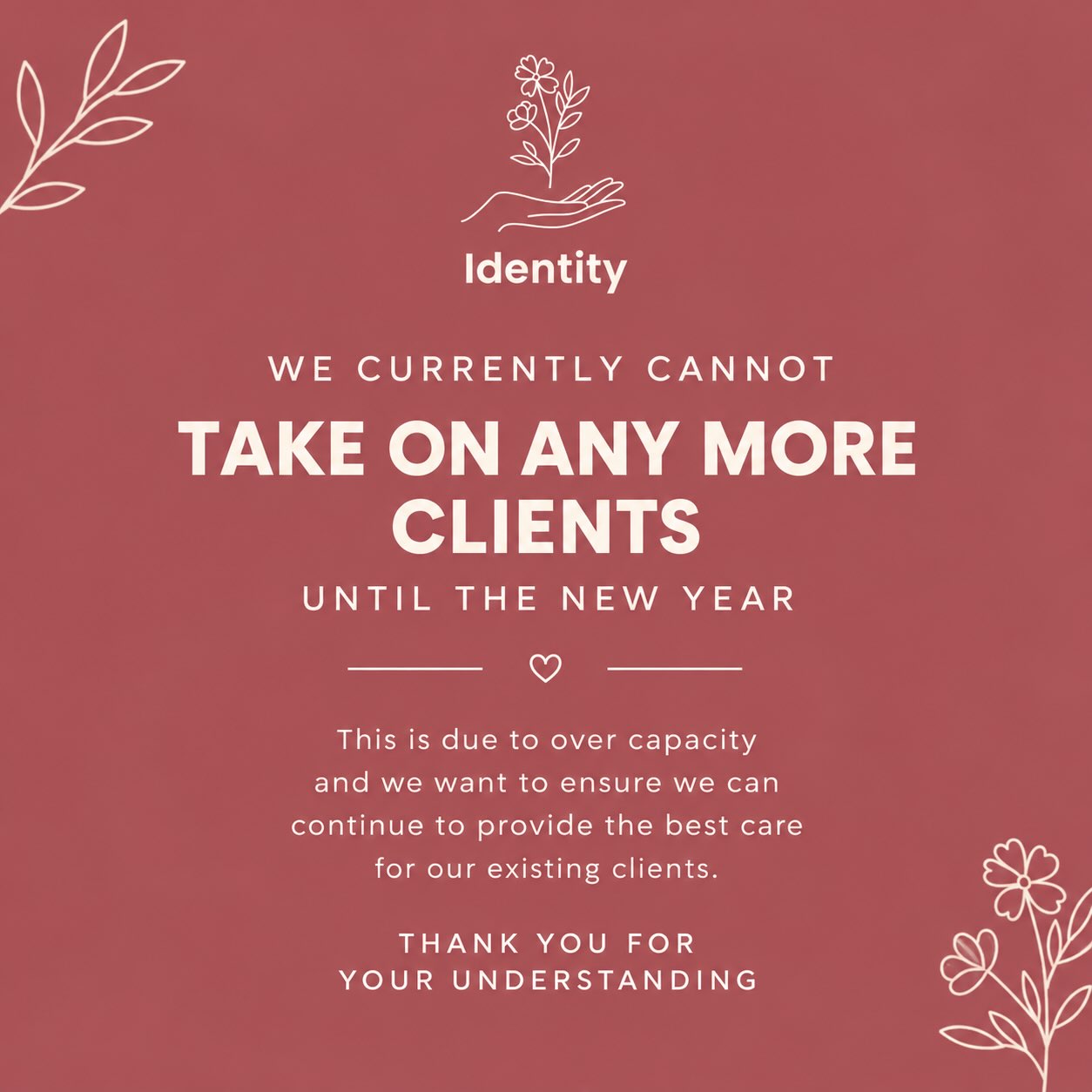 🌿 WE HAVE BEEN SO BUSY AND ARE SO GRATEFUL 🙏🏻 

However, we have had to close our waiting list until the new year!

Watch this space 🤍🌿 

#mentalhealth #therapy #therapists #cbt #deppression